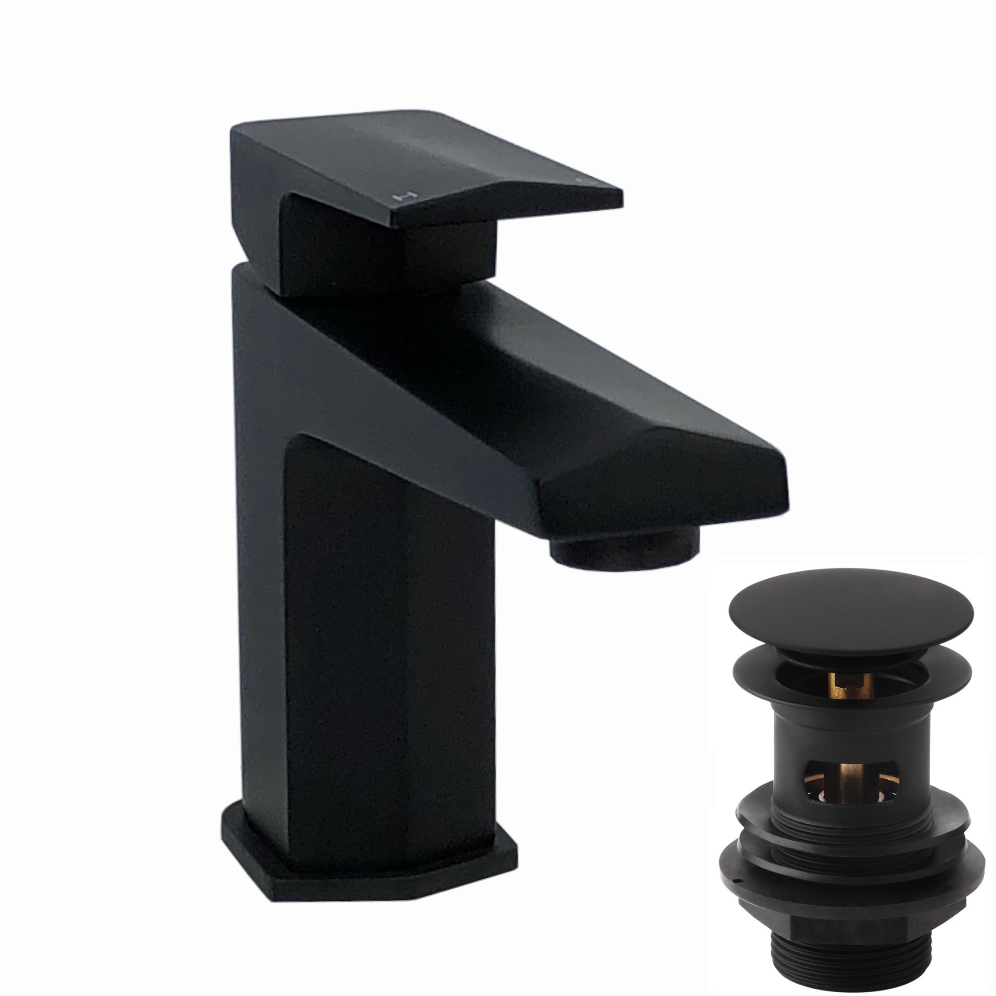 Milly geo inspired hexagonal basin sink mixer tap + slotted waste - matte black